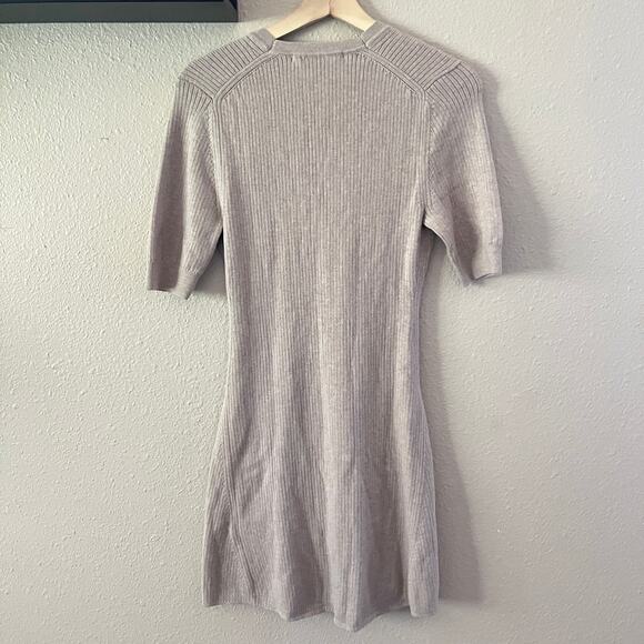 ba&sh Kao Rib A-line sweater mini dress in Beige - Picture 4 of 10